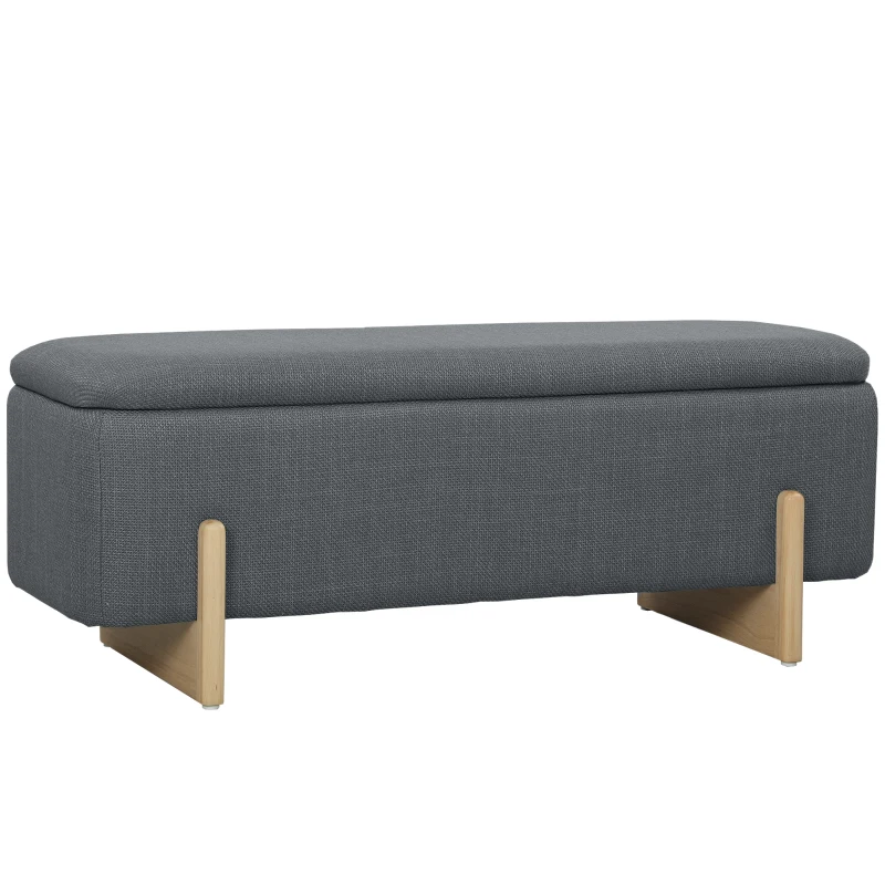 HOMCOM Storage stool with storage, bench with foam padding, linen-look, 111 x 44 x 44.5 cm, Dark gray