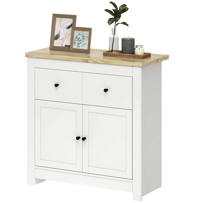 HOMCOM Sideboard with ample storage, Sideboard with Soft-Close doors, 2 Drawers, Adjustable Shelf, White