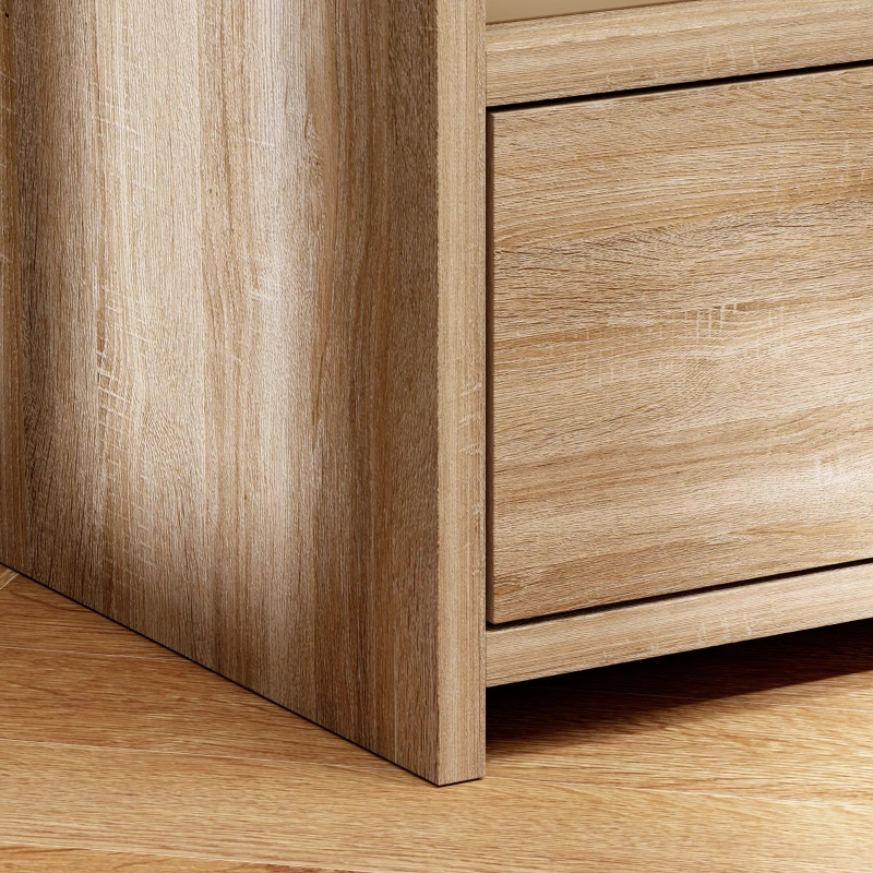 HOMCOM Side Table, Bedside Table with Storage, Particle Board, Tip-safe, Modern, Natural wood