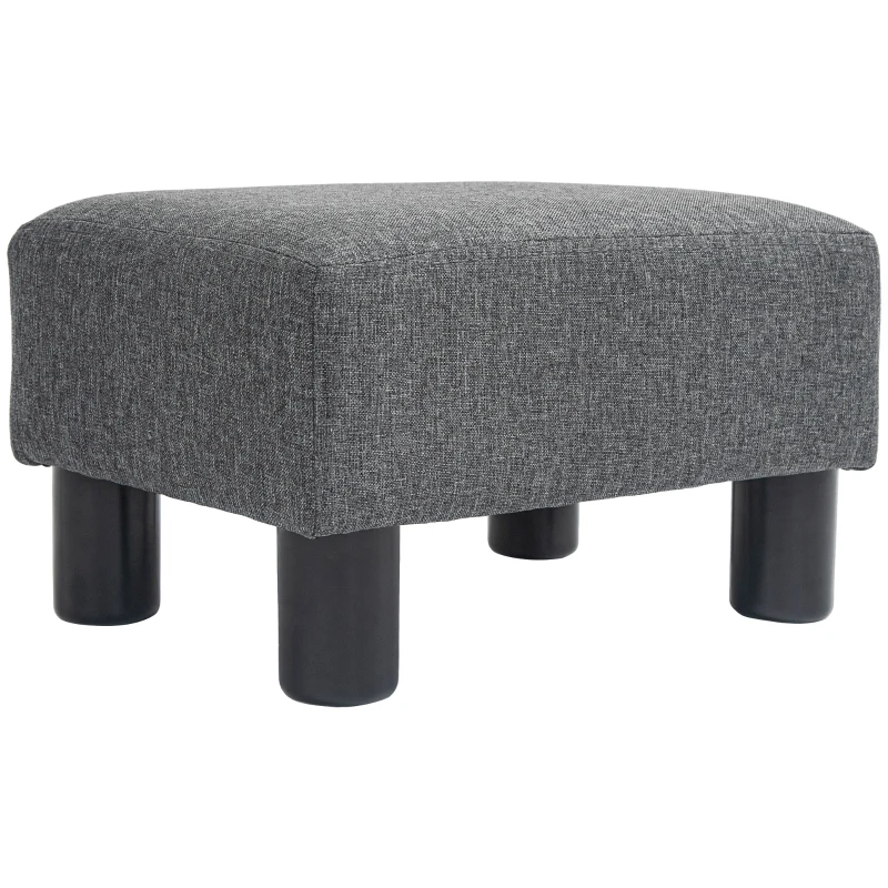 HOMCOM Footstool, seat stool with linen-look fabric cover, foam filling, plastic legs, for various rooms, grey