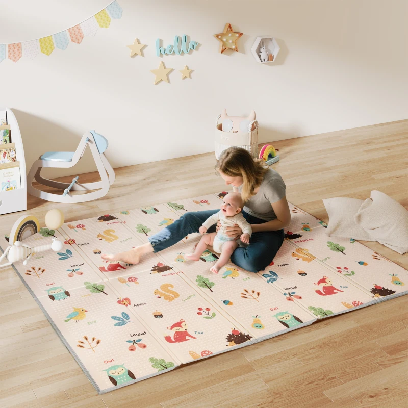 AIYAPLAY Gepolsterte faltbare wendbare Baby-Spielmatte 176,5x148x1 cm XPE-Aktivitätsmatte für Babys wasserdicht Mehrfarbig
