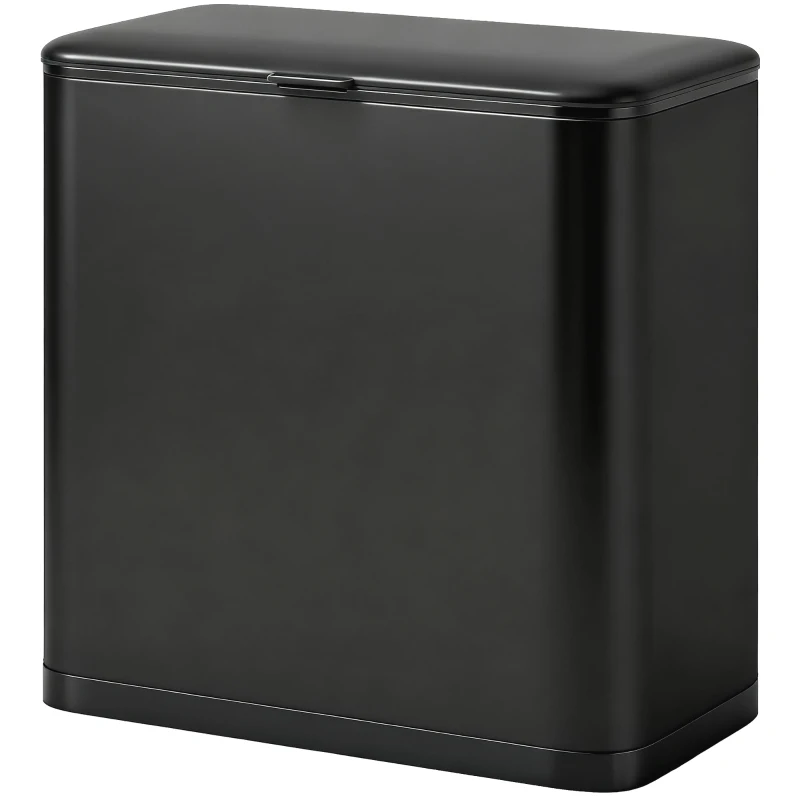 HOMCOM Cubo de basura 8 L, colocación independiente o colgado, acero inoxidable, negro