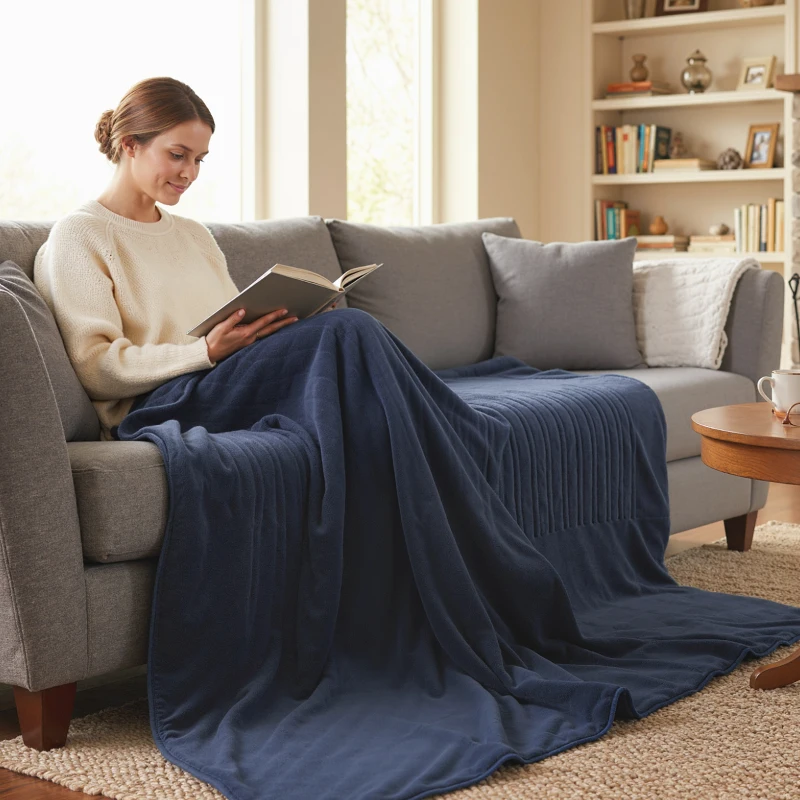 HOMCOM Coperta Elettrica con 10 Livelli di Temperatura, Display LED e Timer, Lavabile in Lavatrice, 180x130 cm, Blu