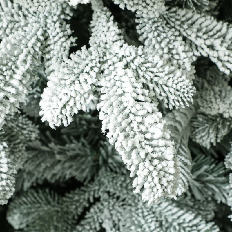 HOMCOM 7 ft Artificial Flocked Christmas Tree with 1867 Branches, Hinged Xmas Tree with Foldable Metal Stand, Easy Assembly for Home Office Decor