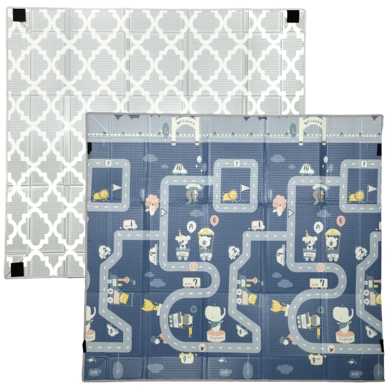 AIYAPLAY Tappeto da gioco per bambini pieghevole e reversibile, in schiuma spessa, 202 x 180,5 x 1 cm, Multicolore