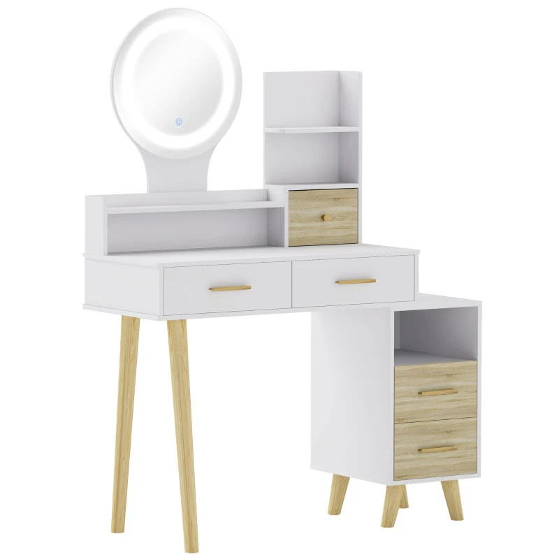 HOMCOM Elegant Dressing Table, with Storage - White