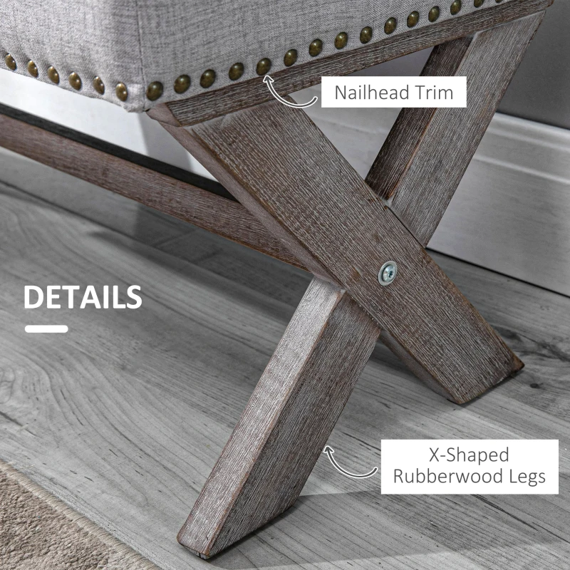 HOMCOM Storage Ottoman, Elegant Blanket Box with Bentwood Frame, Sponge Top, Footstool for Hallway, Entryway, Grey