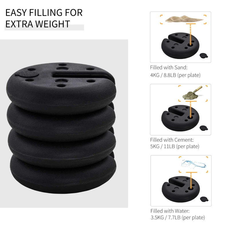Outsunny Sand Fillable Set of 4 PCs Gazebo Tent Leg Weights, Marquee Party Tent Canopy Accessory(m-5)