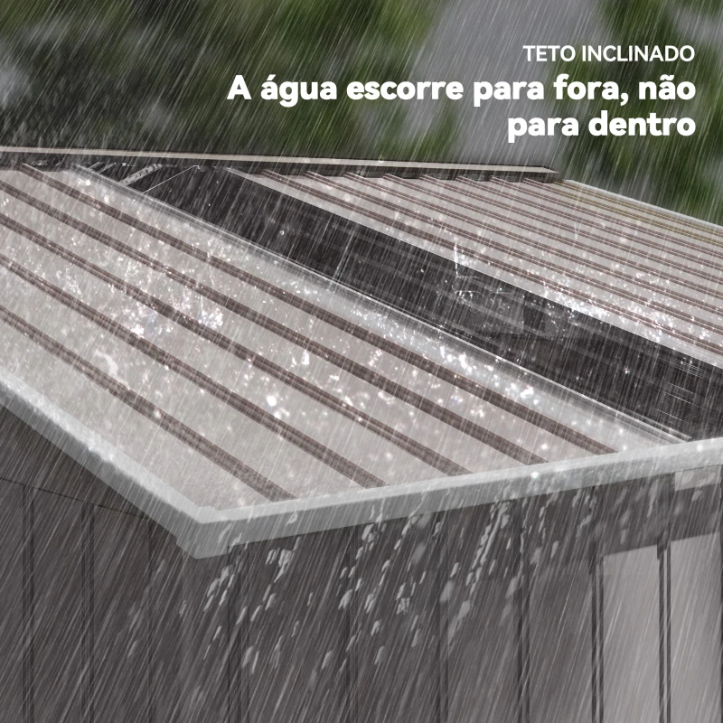 Outsunny Abrigo de Jardim 277x195x192 cm  Metálico para Armazenamento de Ferramentas Cinzento