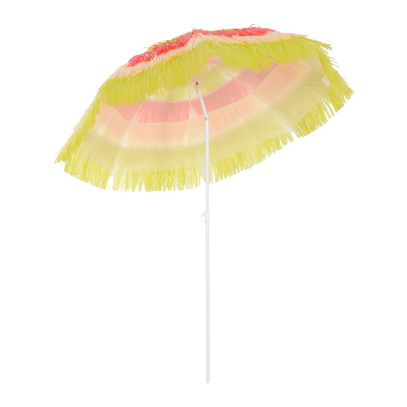 Outsunny 1.6m Patio Garden Hawaii Beach Sun Umbrella Sunshade Hawaiian Folding Tilting Crank Parasol (Multicolour)