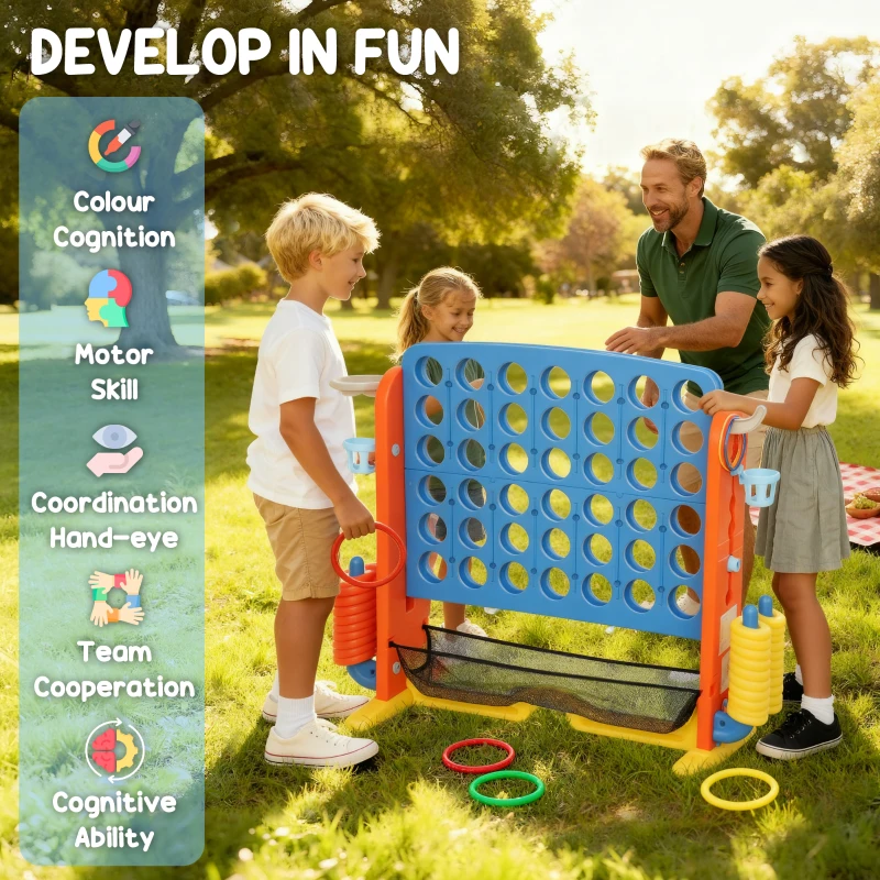 AIYAPLAY Set giochi 4-in-1, con altezza regolabile e diversi accessori, in plastica, Multicolore