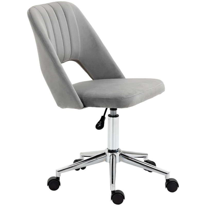 Vinsetto Chaise de bureau réglable en hauteur à roulettes, pivotante 360°, forme coquillage, mousse, 49 x 60 x 79-91 cm, gris