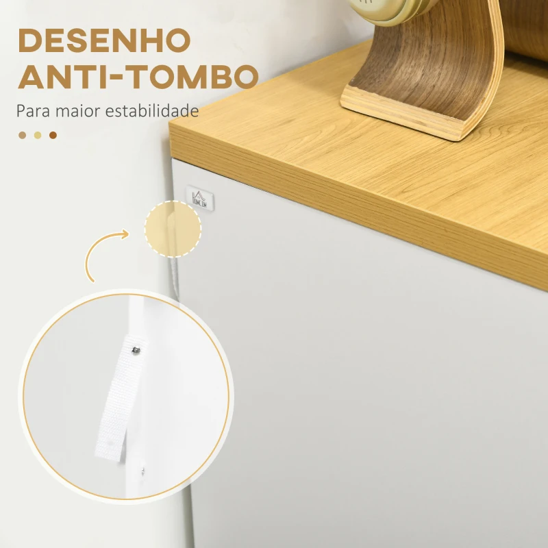 HOMCOM Cómoda Moderna com 3 Gavetas de Madeira para Dormitório Carga Máxima 40 kg 70x37x75 cm Branco e Madeira