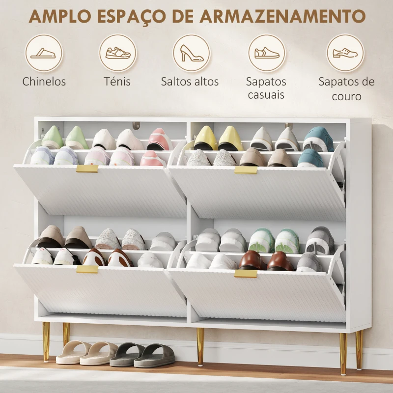 HOMCOM Sapateira Estreita Sapateira para Entrada com Prateleiras Ajustáveis para 20 Pares de Sapatos 105x24x91,5 cm Branco