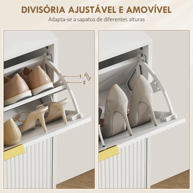 HOMCOM Sapateira Estreita Sapateira para Entrada com Prateleiras Ajustáveis para 20 Pares de Sapatos 105x24x91,5 cm Branco