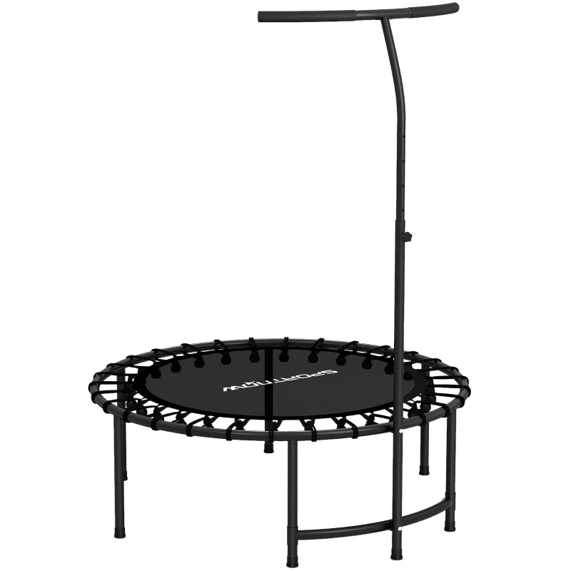 SPORTNOW Rebounder-Trampolin, 5-stufig verstellbarer Griff, Workout-Trampolin, Schwarz
