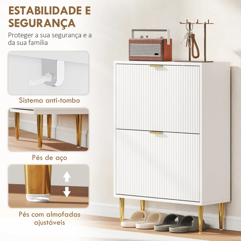 HOMCOM Sapateira Estreita Sapateira para Entrada com Prateleiras Ajustáveis para 12 Pares de Sapatos 60x24x91,5 cm Branco