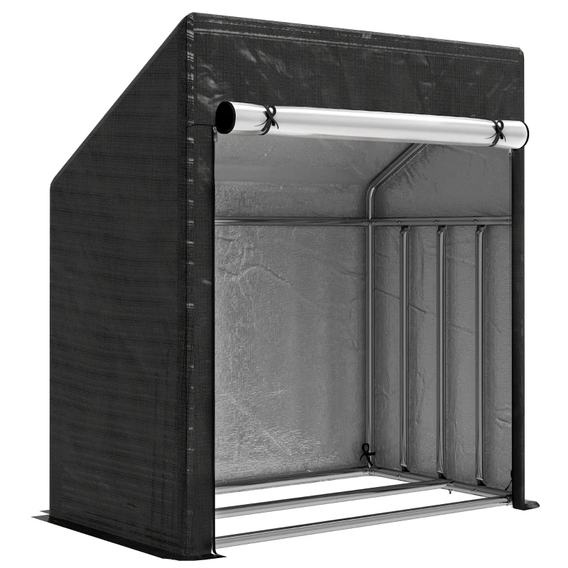 Outsunny Porte-bûches d'extérieur en acier renforcé avec housse imperméable, 100x60x110 cm, Noir