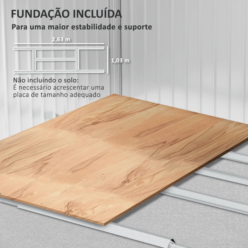 Outsunny Abrigo de Jardim 277x195x192 cm  Metálico para Armazenamento de Ferramentas Cinzento