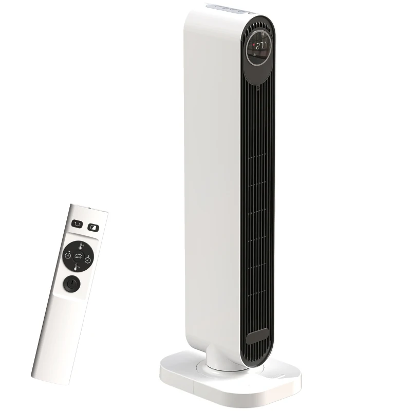 HOMCOM Termoventilatore in ABS da 2000W con Telecomando, Oscillazione e Timer, 30x22x82.5 cm, Bianco