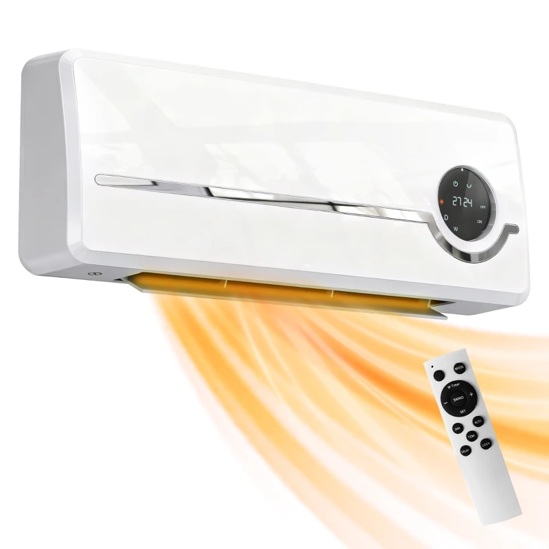 HOMCOM Muurverwarmer voor wandmontage 2000W keramische wandverwarming met ventilator, afstandsbediening, 2 verwarmingsstanden, LED-display(m-11)