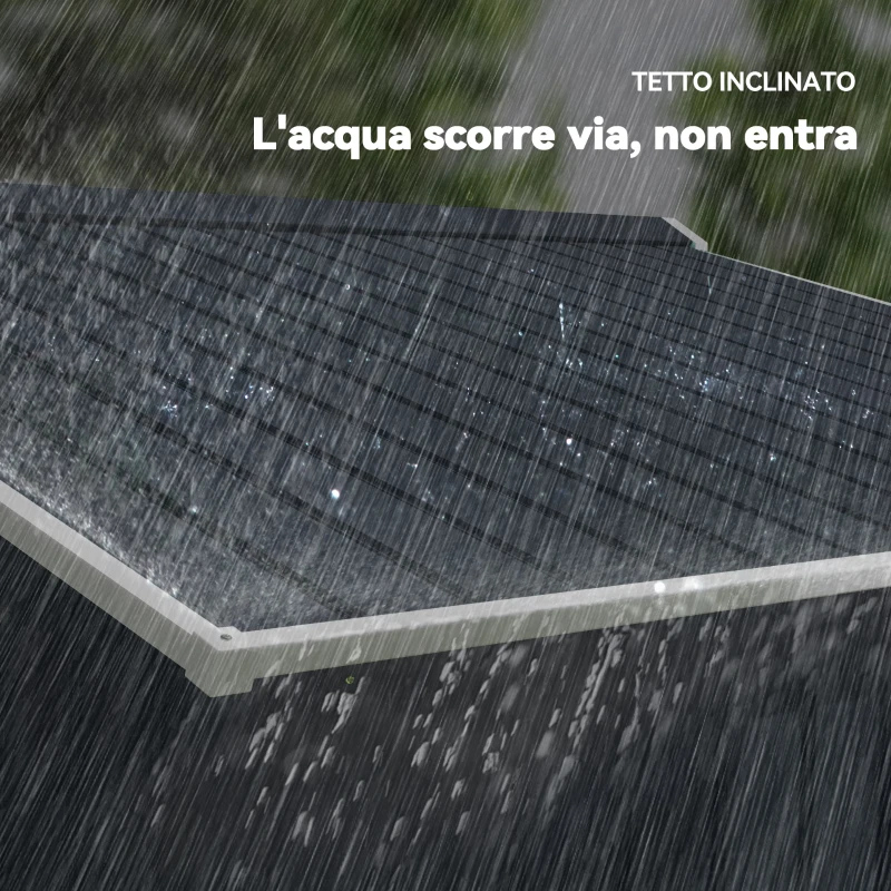 Outsunny Casetta in Acciaio con Fondazione, 4 Prese d'Aria e 2 Porte Scorrevoli, 277x195x192 cm, Grigio Scuro