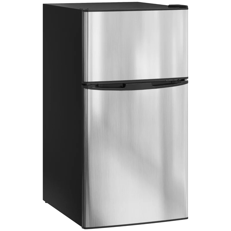 HOMCOM Mini Frigorífico Silencioso 88 L Classe E  com Temperatura Regulável 5 Níveis Porta Reversível 45,5x50x86,5 cm Preto