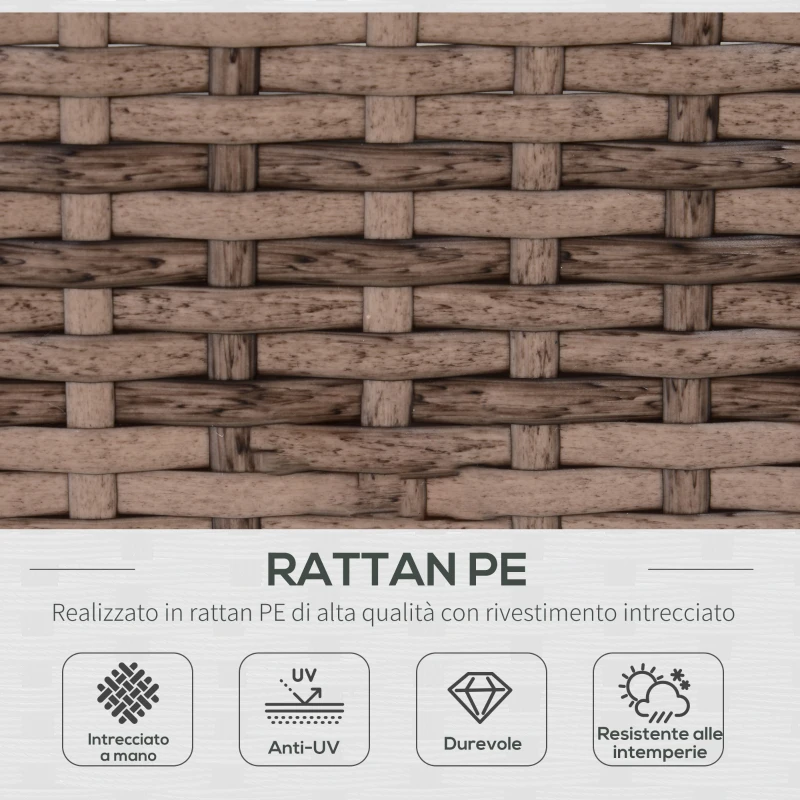 Outsunny Salotto da Giardino in Rattan da 7 Pezzi con Tavolino e Divano Modulabile con Cuscini, Grigio