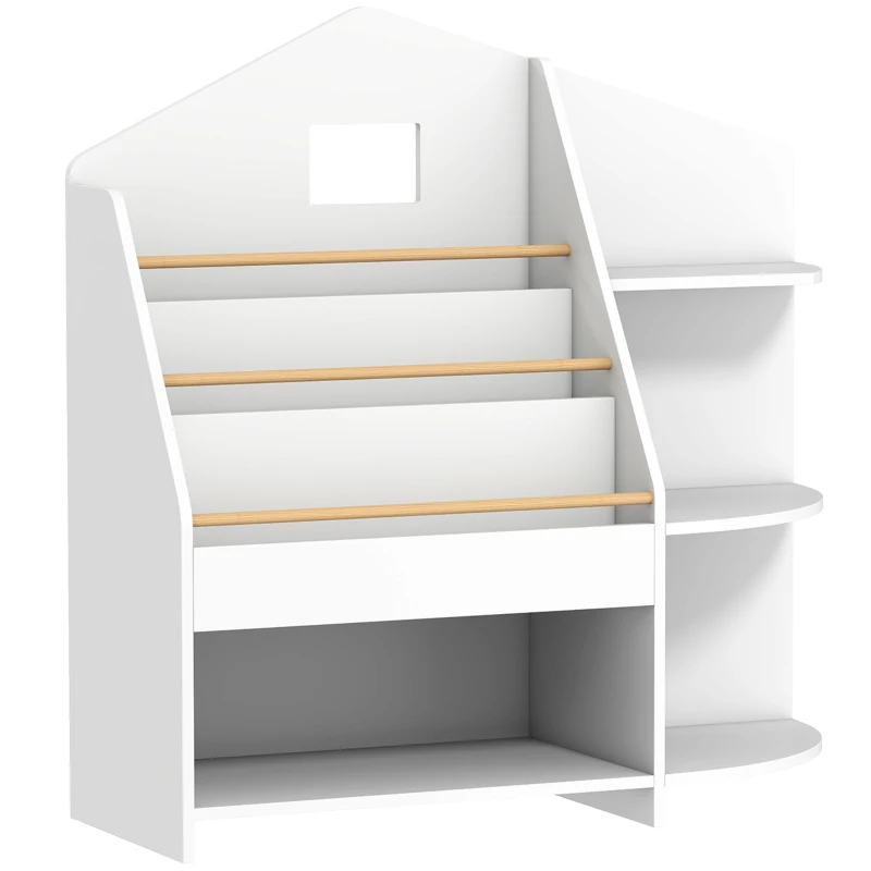 AIYAPLAY Kinderrek met 7 planken voor boeken, speelgoed, afgeronde randen, draagt 40 kg, Wit