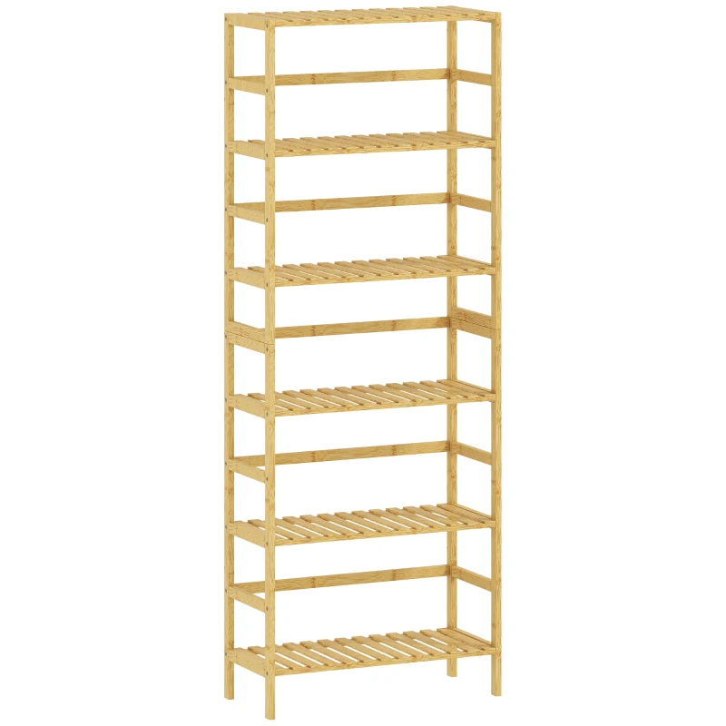 HOMCOM Estantería de Bambú de 6 Niveles Librería para Espacios Pequeños Baño Sala de Estar y Cocina Natural