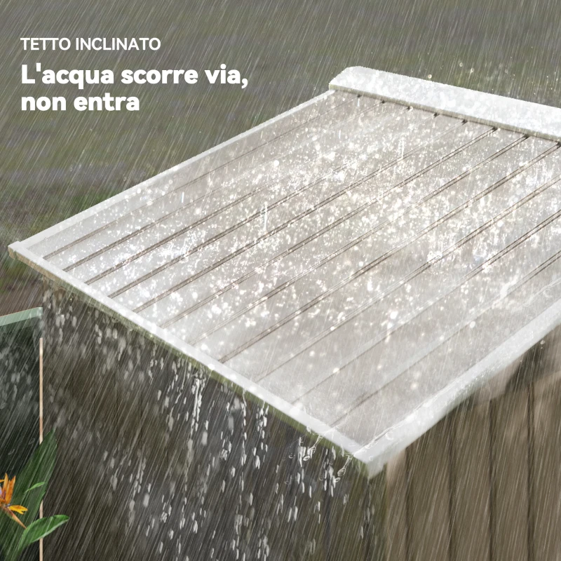 Outsunny Casetta da Giardino in Metallo con Prese d'Aria e Doppia Porta Scorrevole, 2.1x1.3m, Marrone Chiaro
