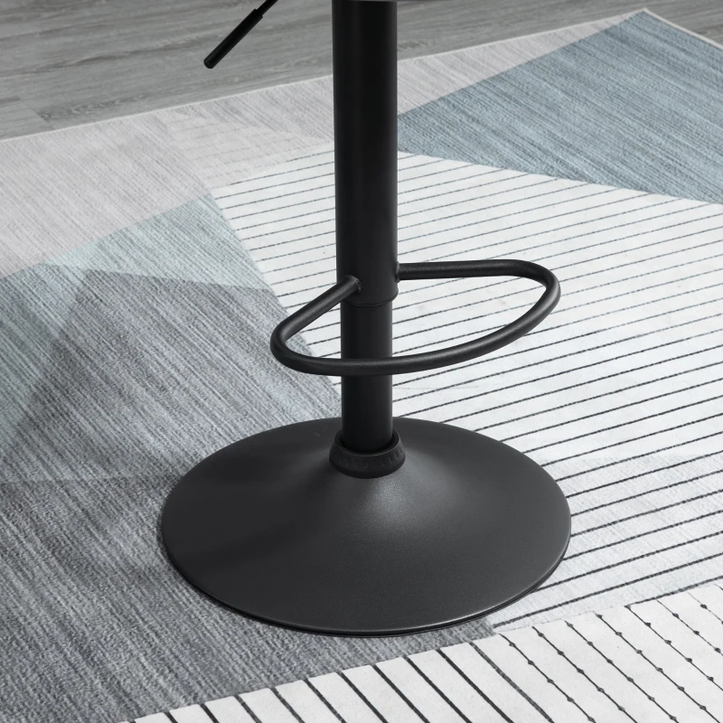 HOMCOM Set van 2 barkrukken, in hoogte verstelbare barkruk met leuning, fluweellook, metalen frame, voetensteun, draaibaar, donkergrijs