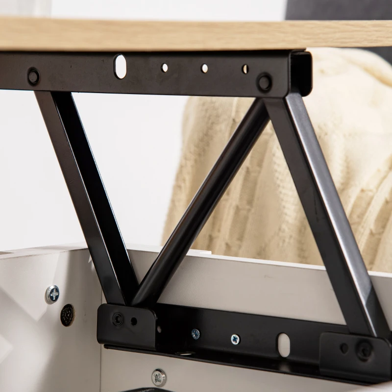 HOMCOM Mesa de Centro Elevable con Encimera Elevable con Espacio Oculto de Almacenaje 100x50x45-58,5 cm Blanco y Natural