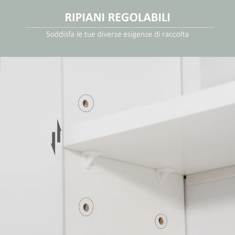 kleankin Armadietto Specchiera Pensile da Bagno in Legno con Mensole Regolabili, Mobile Bagno a 2 Ante e Ripiano Aperto, 54x15.2x55.3cm, Bianco