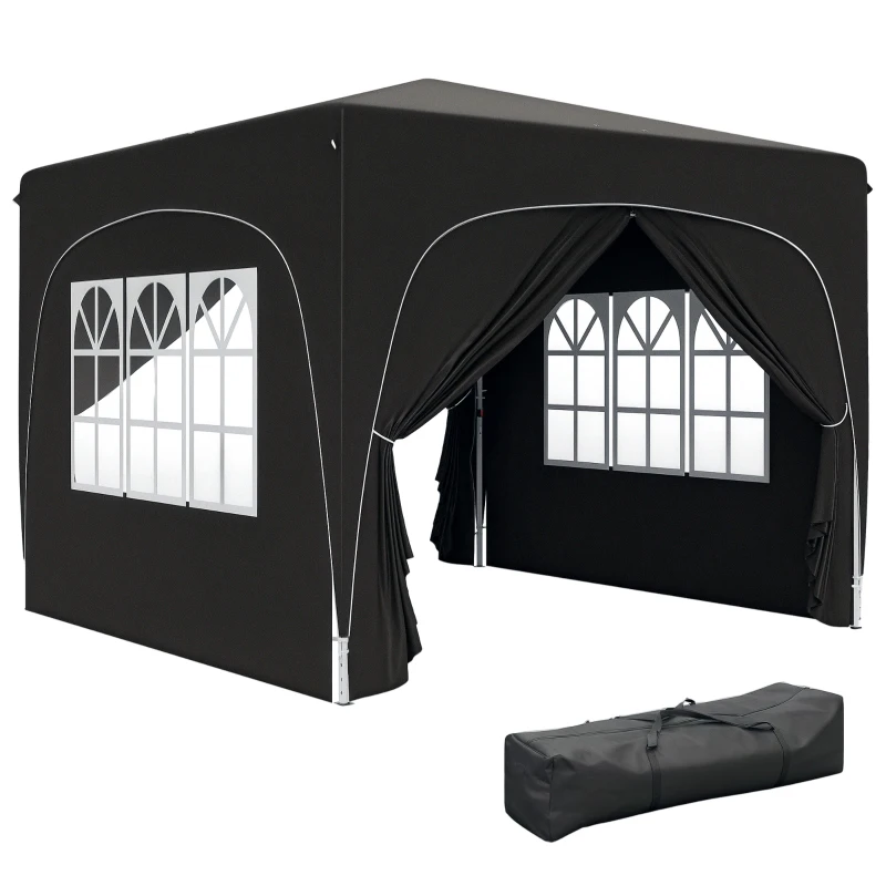 Outsunny 3 x 3m Pop-Up Gazebo Shelter, with Accessories - Black