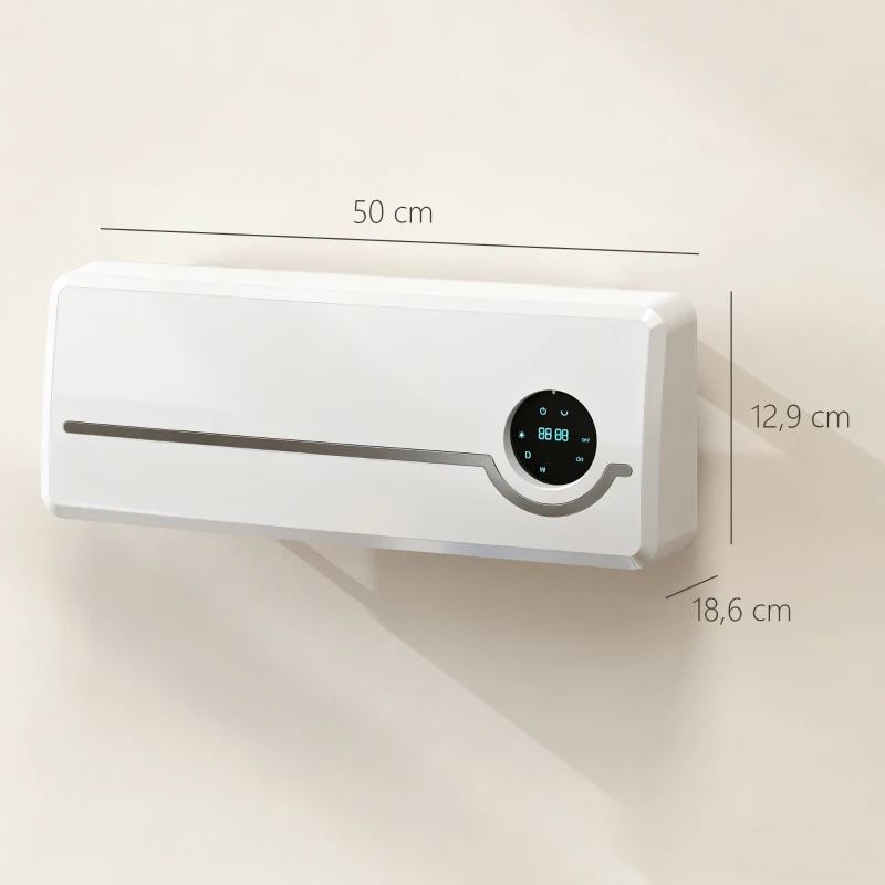 HOMCOM Muurverwarmer voor wandmontage 2000W keramische wandverwarming met ventilator, afstandsbediening, 2 verwarmingsstanden, LED-display(m-3)