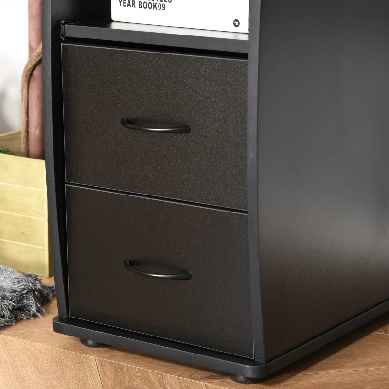 HOMCOM Scrivania per Computer Moderna Porta PC, Scrivania da Ufficio in Legno con Cassetti, Mensola Estraibile e Porta Tastiera, 120x55x85cm, Nero