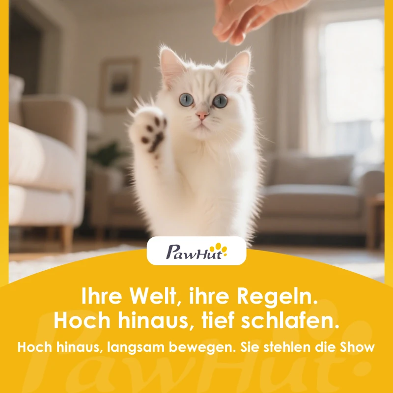 PawHut Drzewko dla kota, kryjówka, hamak, regulowana wysokość, drapak obity tkaniną, szary