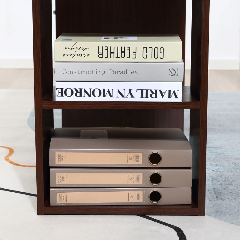 HOMCOM Scrivania per Ufficio con 3 Cassetti e 3 Ripiani Aperti in Legno, 120x49x72cm, Noce