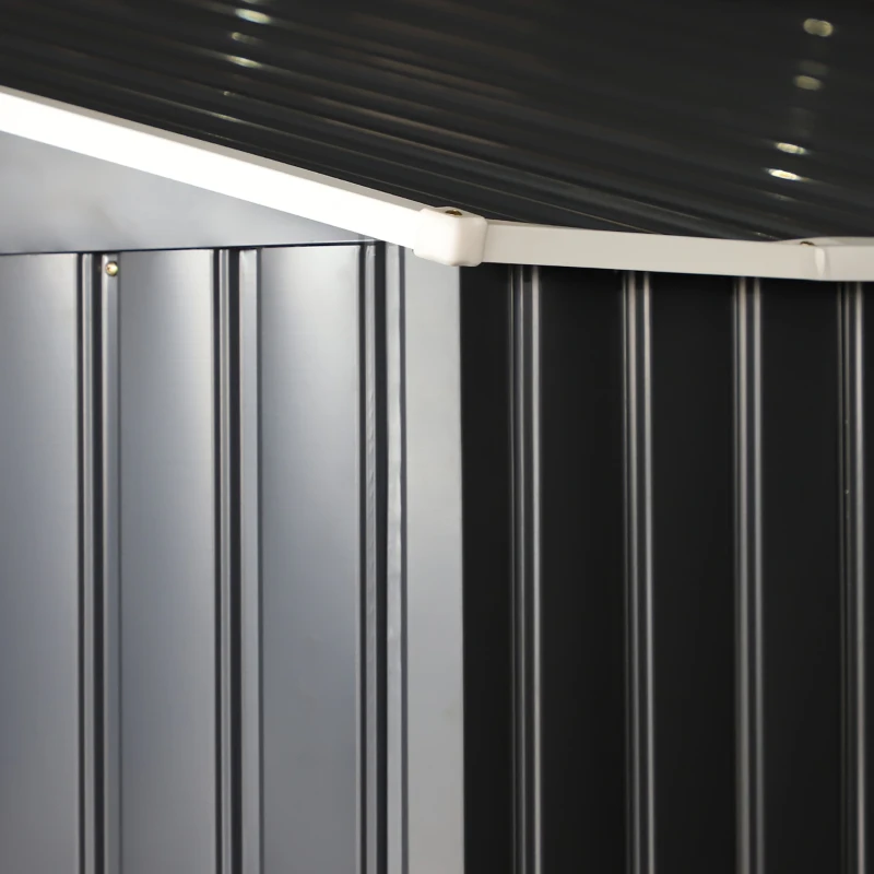 Outsunny Casetta da Giardino 12.4m² con Fondazione, 4 Prese d'Aria e 2 Porte Scorrevoli, Capanno Porta Attrezzi in Lamiera d'Acciaio, 340x386x200 cm, Giallo