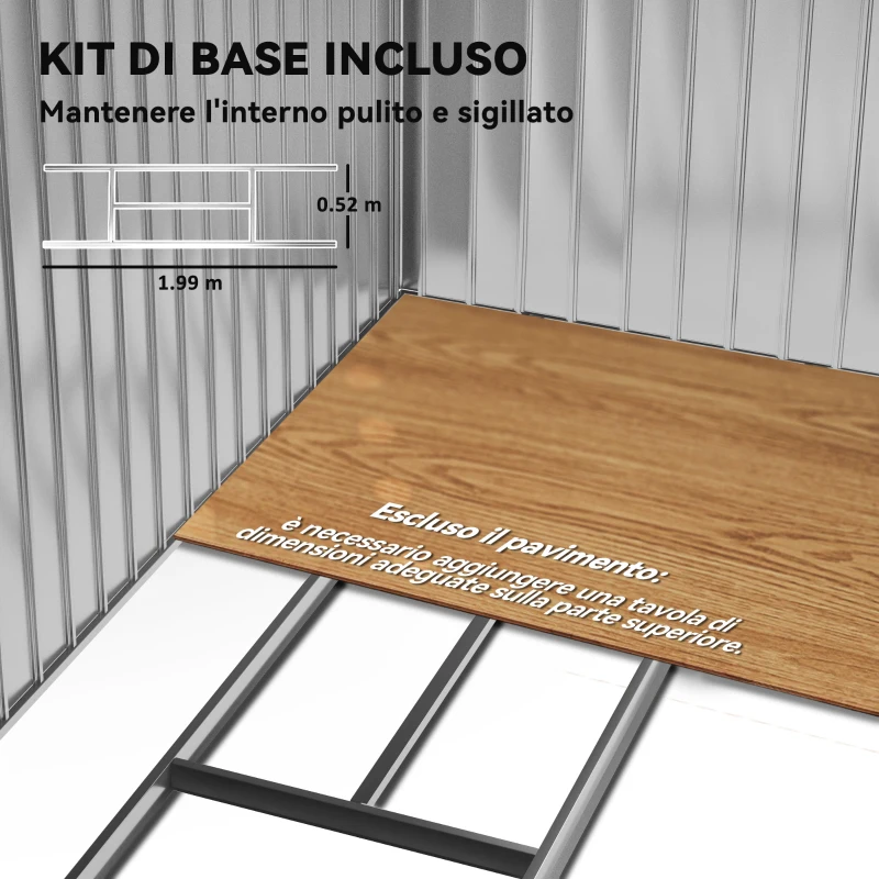 Outsunny Casetta da Giardino Porta Utensili in Lamiera con Porte Scorrevoli, 213x130x185cm, Giallo