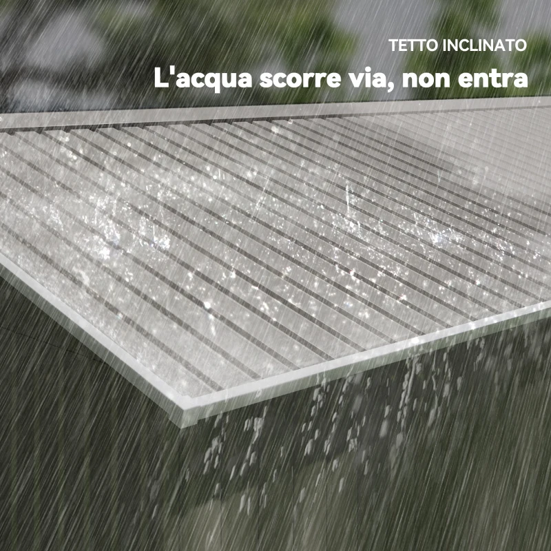 Outsunny Casetta da Giardino con Porte Scorrevoli e Tetto Inclinato, in Acciaio, 340x386x200 cm, Grigio