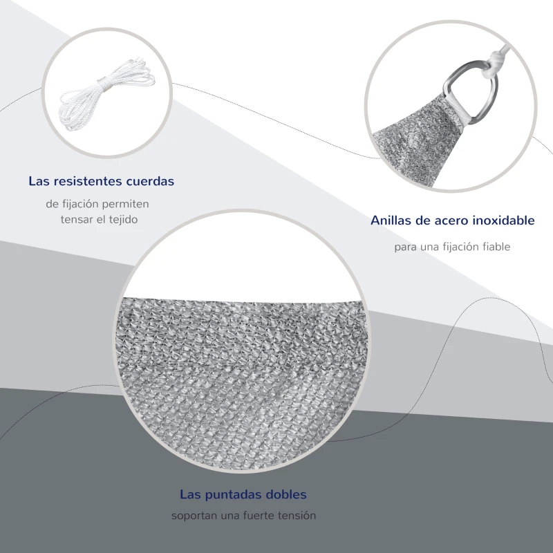 Outsunny Toldo Vela Rectangular 4x3 m Protección Rayos UV con Bolsa de Transporte Anillas de Acero Inoxidable y Cuerdas Gris