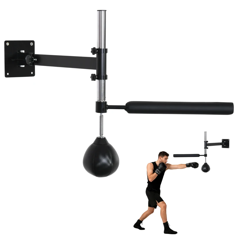 HOMCOM Wall Mount Fast-Reflexes Speed Bag Boxing, Height Adjustable Punching Bag, MMA, Martial Arts and Boxing Equipment for Training at Home