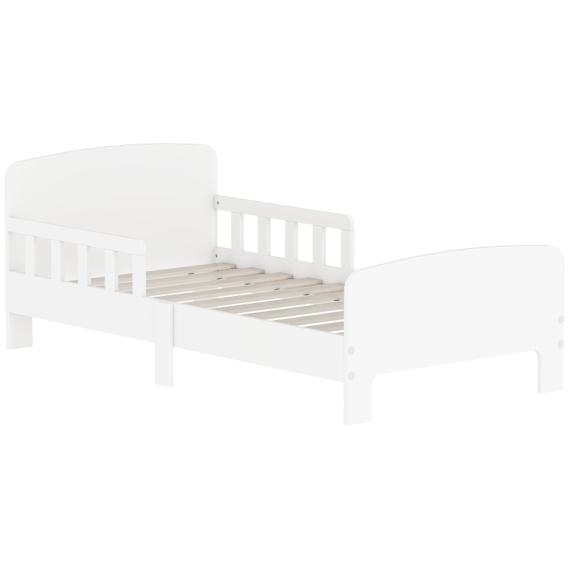 AIYAPLAY Letto per Bambini 3-8 Anni Basso con Sponde Laterali e Bordi Lisci, in Legno, 143.5x74.2x54 cm, Bianco