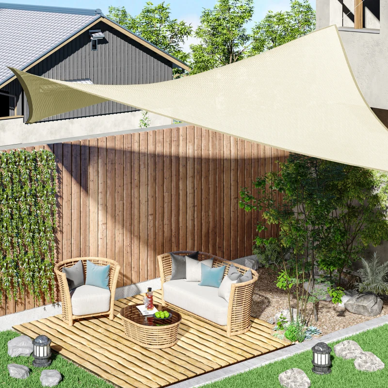Outsunny Toldo Vela Rectangular 4x3 m Vela de Sombra para Jardín Patio Terraza HDPE Anti UV y Transpirable Color Crema