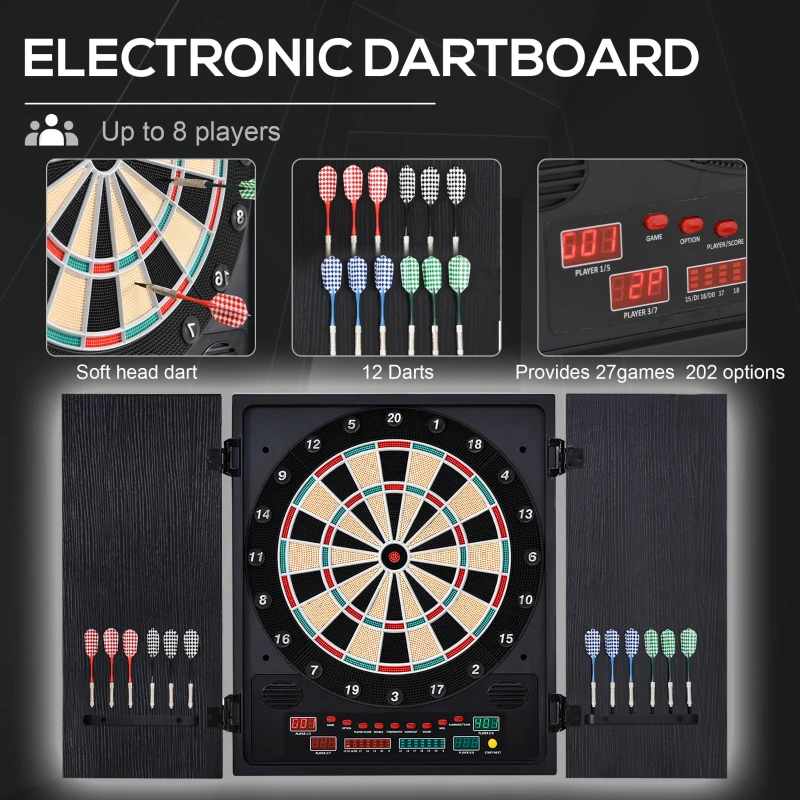 HOMCOM Tabla de Darts Electronica cu 6 Display-uri