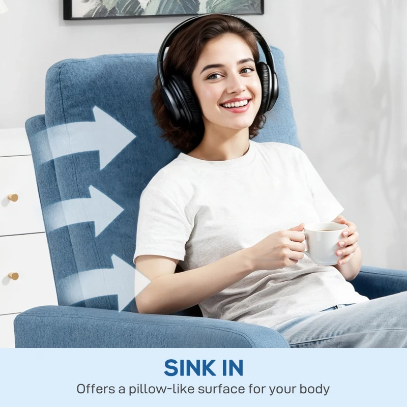 HOMCOM Fauteuil Relax Inclinable Manuellement à 135°, Pivotant à 360° avec Fonction Bascule, Bleu