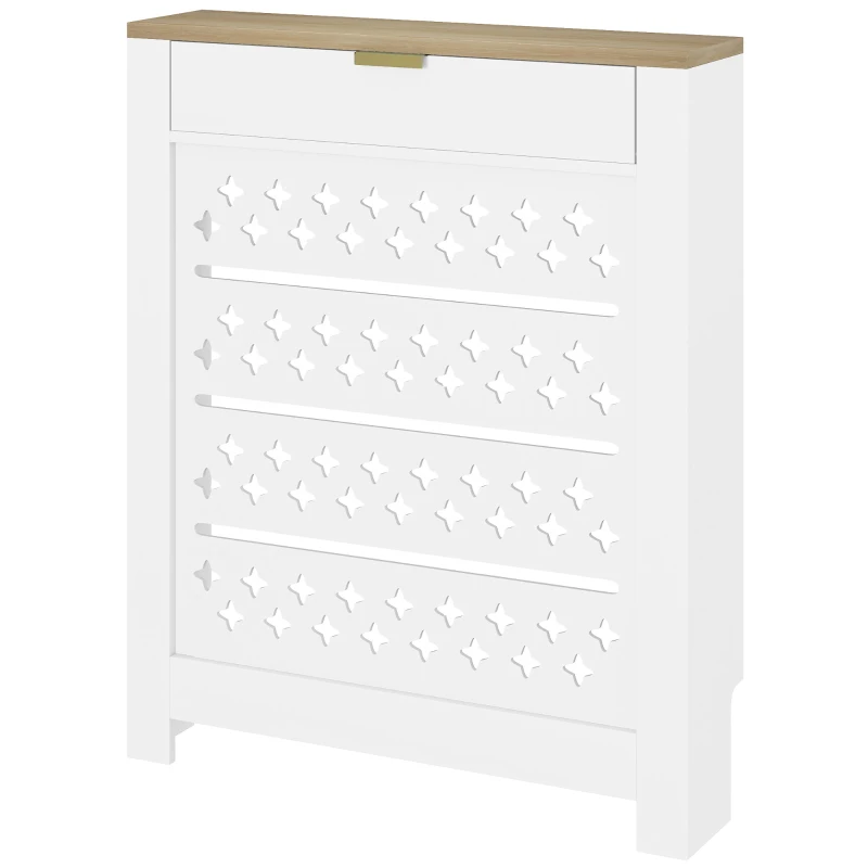 HOMCOM Couvercle de radiateur, cache radiateur avec placard rabattable et étagère supérieur, 78 x 19 x 95,5 cm, blanc