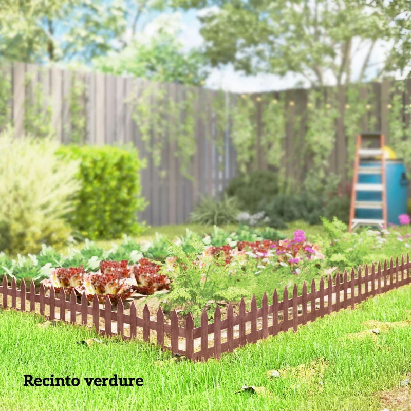 Outsunny Staccionata in Legno di Pino da 12 Pezzi per Aiuole, Giardino e Orto, Altezza 34cm